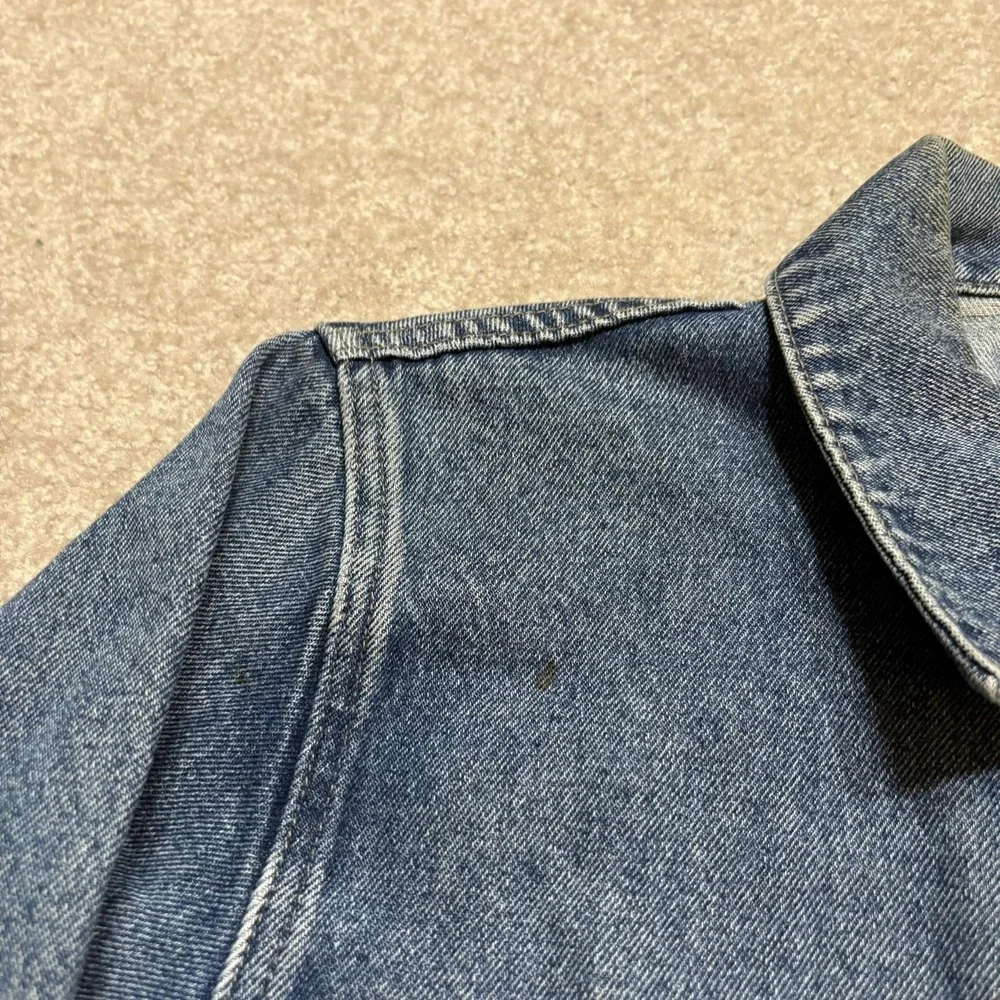 Woolrich Denim Jacket Womens Medium Blue Jean Trucker Snap Front Unlined Outdoor